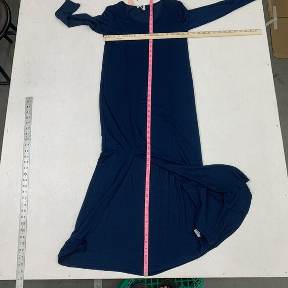 Pink Blush Solid Maternity Maxi Dress Womens S Small Blue Stretch Side Slit - Picture 6 of 12